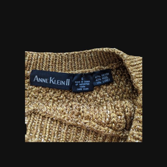 Holiday Metallic Gold Oversized Knit Sweater - Cable, Stockinette, Popcorn - Picture 5 of 6